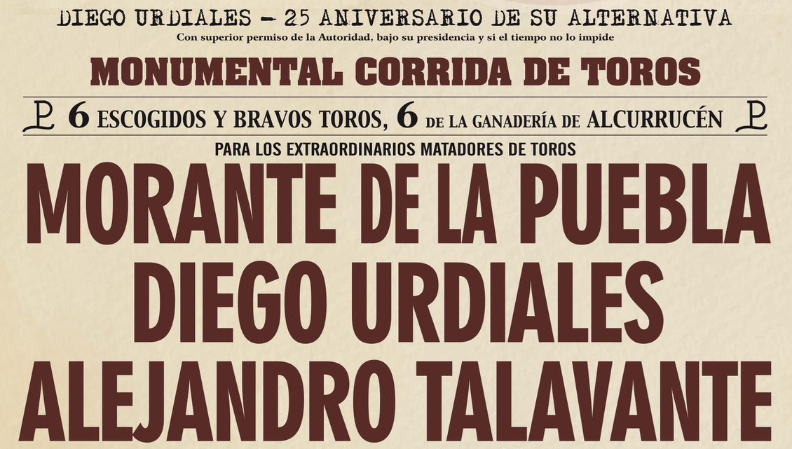 Morante de la Puebla, Diego Urdiales y Alejandro Talavante en Arnedo Arena. Cartel Marzo 2024