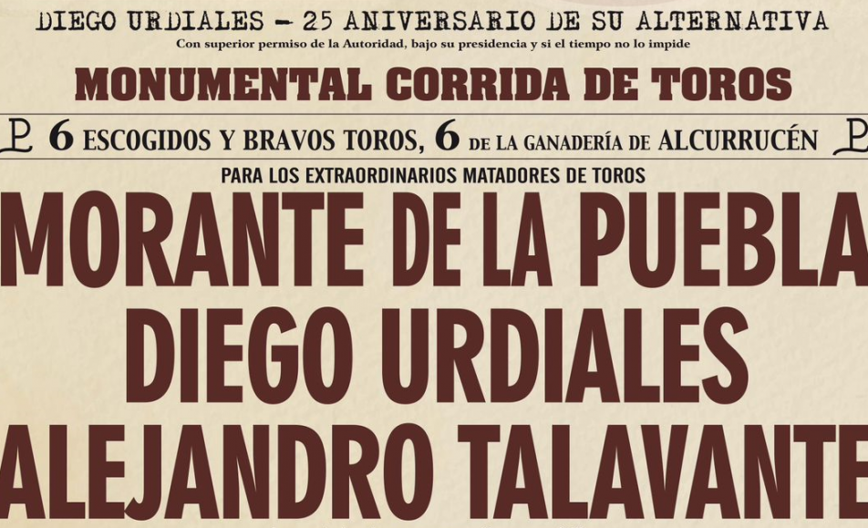 Morante de la Puebla, Diego Urdiales y Alejandro Talavante en Arnedo Arena. Cartel Marzo 2024