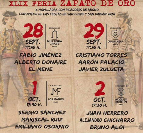 Cartel novilladas Arnedo 2024 Zapato de Oro