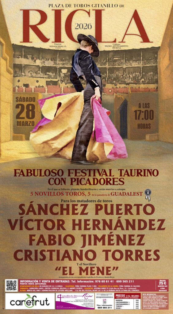 toros Ricla 2026, Sanchez Puerto, Victor Hernandez, Fabio Jiménez, Cristiano Torres "El Mene"